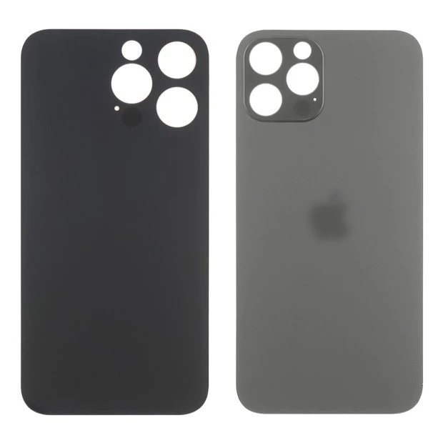 Заднее стекло корпуса для Apple iPhone 14 Pro Max Space Black (серое) маленький вырез под камеру
