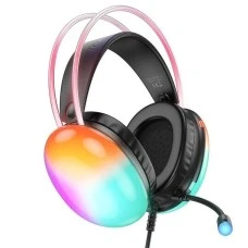 Проводные накладные наушники-гарнитура Hoco W109 Plus RGB (Чёрный)