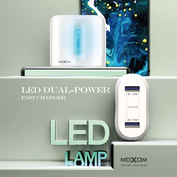 СЗУ-адаптер Moxom HC-60 + Type-C-кабель (Белый)