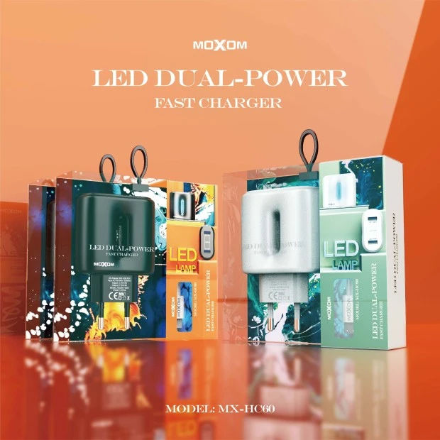 СЗУ-адаптер Moxom HC-60 + Type-C-кабель (Белый)