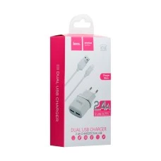 СЗУ-адаптер Hoco C12 + MicroUSB-кабель 2.4A 2USB