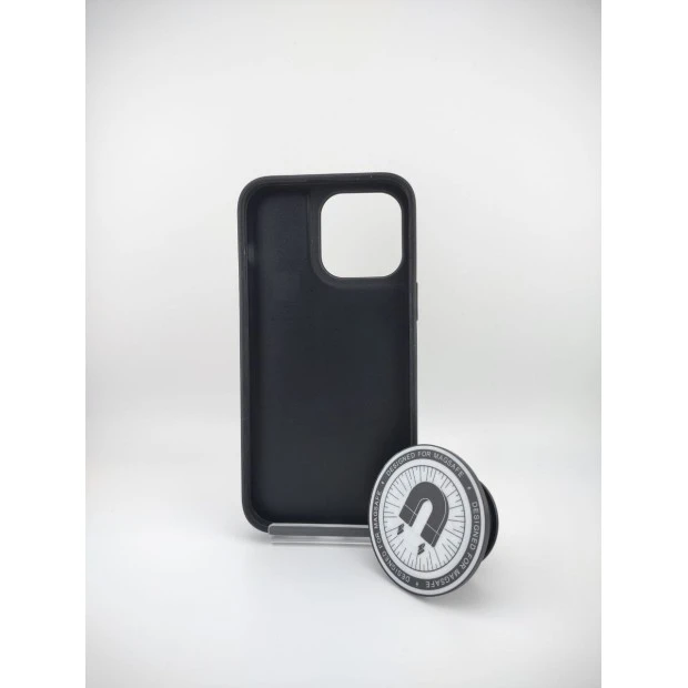 Чохол Leather MagSafe Case з PopSocket для Apple iPhone 14 Pro Max (Темно-фіолетовий)