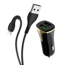 АЗУ-адаптер Hoco Z31 Universe 2USB 18W 3.4A QC3.0 + Lightning-кабель (Чёрный)