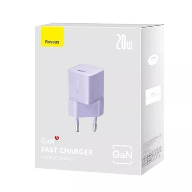 Блок живлення Baseus GaN5 20W (1 Type-C) (Фіолетовий) CCGN050101