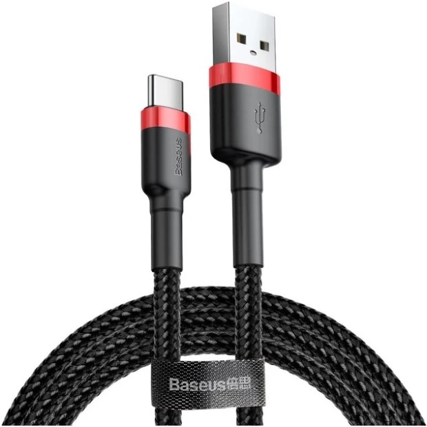 USB-кабель Baseus Cafule Special Edition 3A (1m) (Type-C) (Чорний / Червоний) CATKLF-B91.