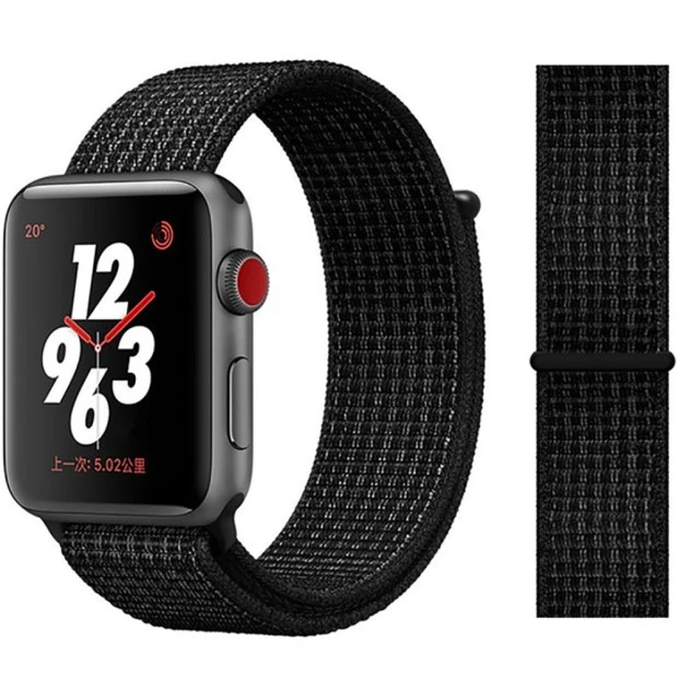 Ремешок Nylon Apple Watch 42 / 44 mm (Бело-чёрный)
