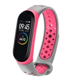 Ремешок Nike Style Xiaomi Mi Band 3 / Mi Band 4 (Серо-розовый)