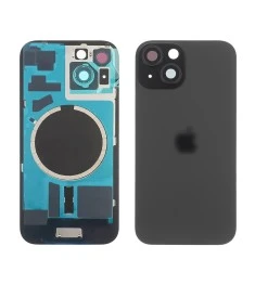 Заднее стекло корпуса для Apple iPhone 15 Black (чёрное) с рамкой и стеклом каме..