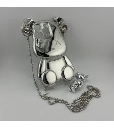 Чохол Teddy Bear Case зі стрічкою для iPhone 15 Pro (Сріблястий)