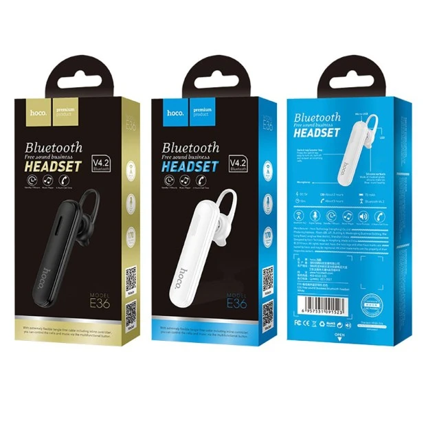 Гарнітура Bluetooth Hoco Original E36 (Чорний)