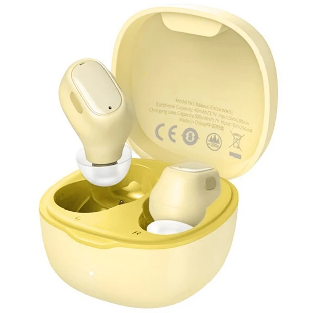 Беспроводные наушники-гарнитура вакуумные Baseus Bowie Encok WM01 (Yellow)