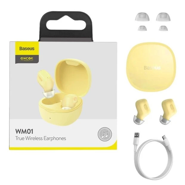 Беспроводные наушники-гарнитура вакуумные Baseus Bowie Encok WM01 (Yellow)