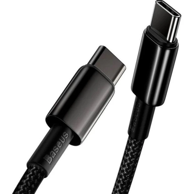 USB-кабель Baseus Tungsten Gold 100W (1m) (Type-C to Type-C) (Чорний) CATWJ-01