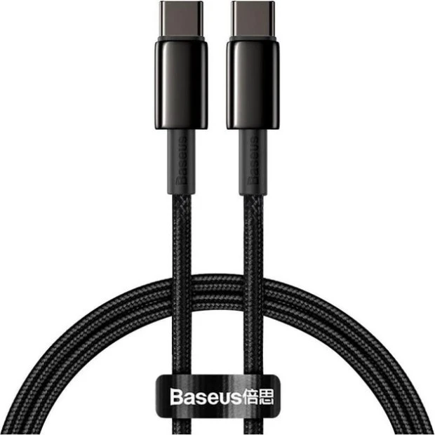 USB-кабель Baseus Tungsten Gold 100W (1m) (Type-C to Type-C) (Чорний) CATWJ-01