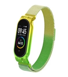 Ремешок Milanese Loop Gradient Xiaomi Mi Band 3 / Mi Band 4 (Зелёно-жёлтый)