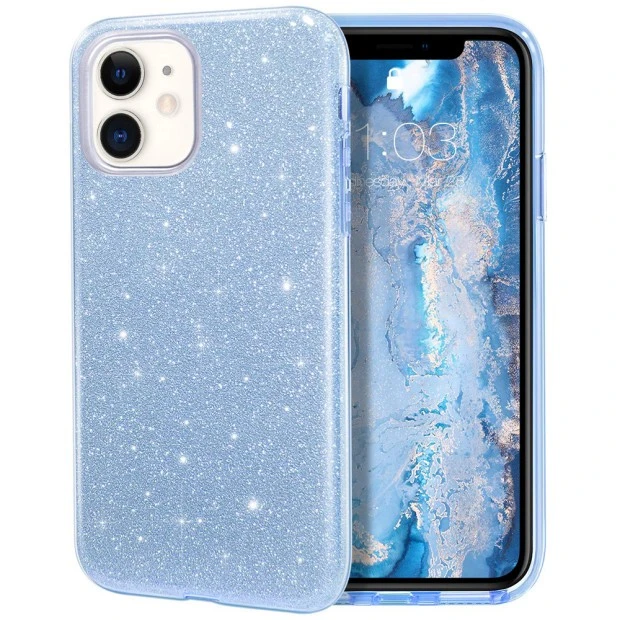 Силиконовый чехол Glitter Apple iPhone 11 (Голубой)