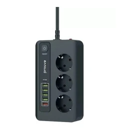 Сетевой удлинитель Proove PD-03 (3 розетки + 5USB + 1Type-C 20W) (2m) (Black)