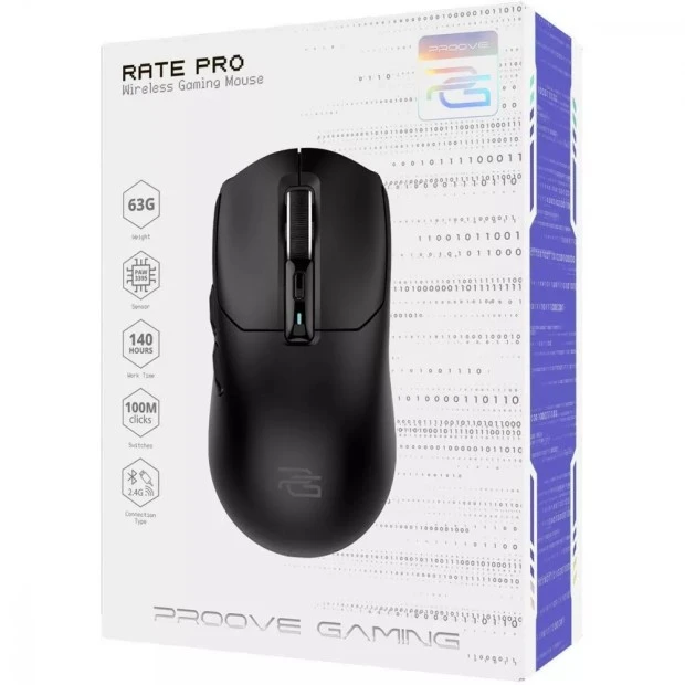 Мишка бездротова ігрова Proove Gaming Rate Pro (Чорна)