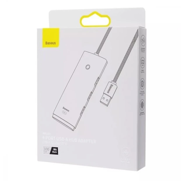 Перехідник USB HUB Baseus Lite Series (USB на 4 USB3.0) (1м) (Чорний) WKQX030101