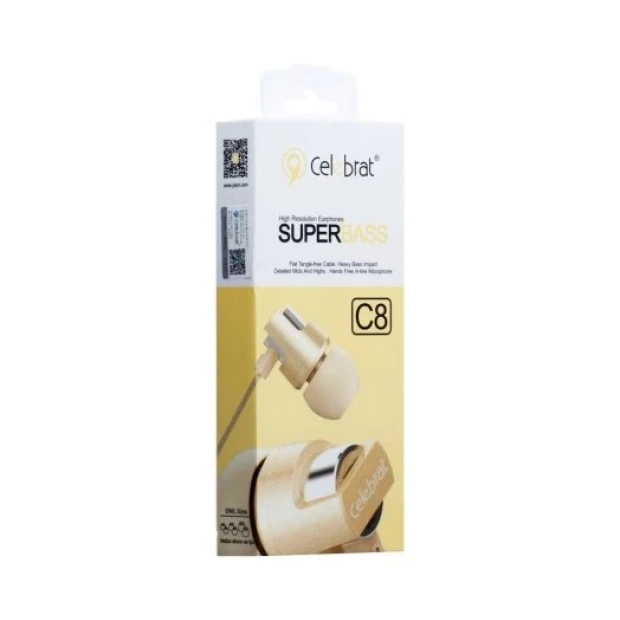 Wired in-ear headset Celebrat C8 (Gold)
