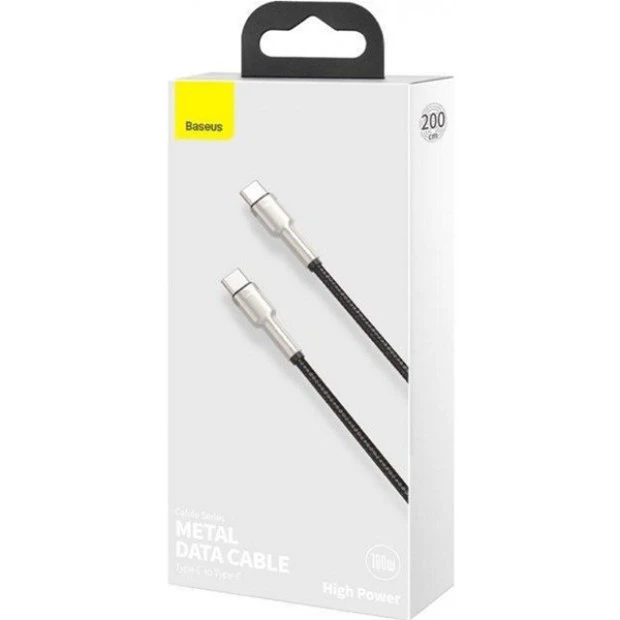 USB-кабель Baseus Cafule Metal Data 100W (1m) (Type-C to Type-C) (Чорний) CATJK-C01
