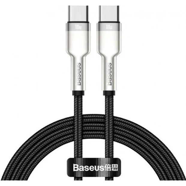 USB-кабель Baseus Cafule Metal Data 100W (1m) (Type-C to Type-C) (Чорний) CATJK-C01