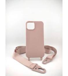 Чехол Silicone Case Shoulder Strap Apple iPhone 14 (Pink Sand)