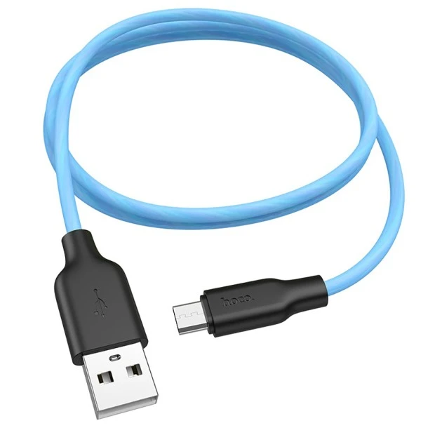 USB-кабель Hoco Silicone X21 Plus Fluorescent 1m (MicroUSB) (Синий)