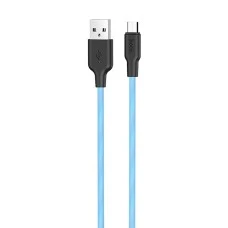 USB-кабель Hoco Silicone X21 Plus Fluorescent 1m (MicroUSB) (Синий)