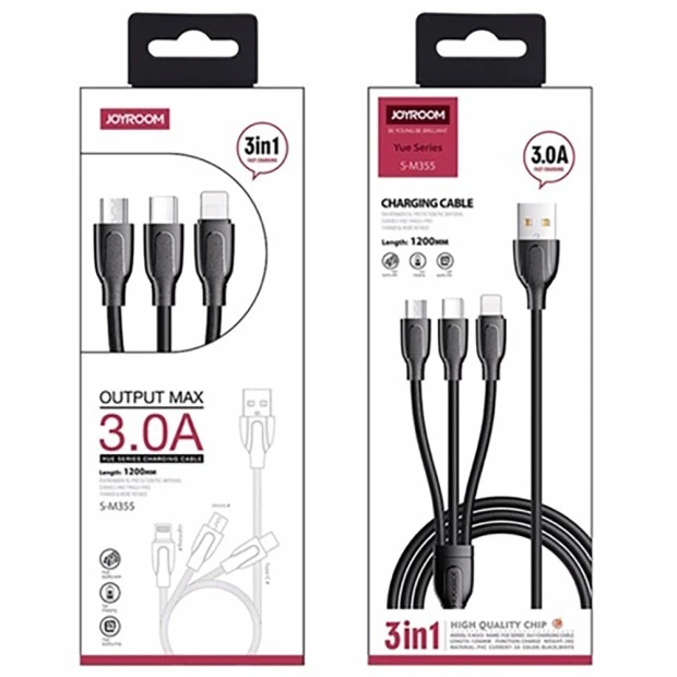 USB-кабель Joyroom S-M355 3 в 1 (Lightning / MicroUSB / Type-C) (Белый)