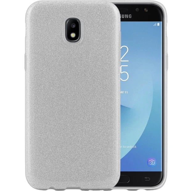 Сріблястий силіконовий чохол з глітером для Samsung Galaxy J5 (2017) J530