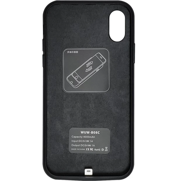 Чехол WUW Leather Case B08A PowerBank 4000mAh Apple iPhone X / XS (Чёрный)