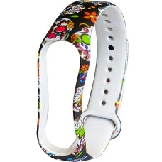 Ремешок Picture Design Xiaomi Mi Band 3 / Mi Band 4 (Цветные черепа)