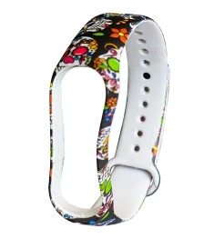 Ремешок Picture Design Xiaomi Mi Band 3 / Mi Band 4 (Цветные черепа)
