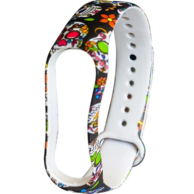Ремешок Picture Design Xiaomi Mi Band 3 / Mi Band 4 (Цветные черепа)