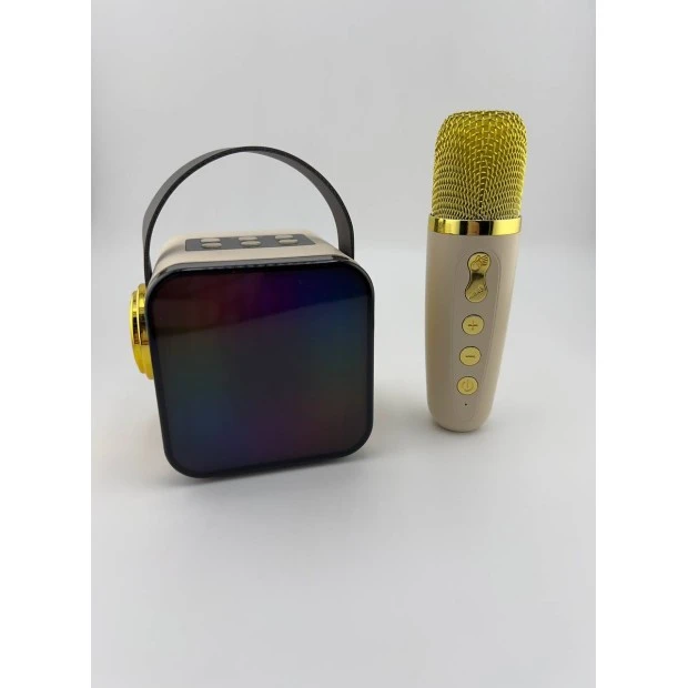 Микрофон-караоке с колонкой Bluetooth RGB (Бежевый)