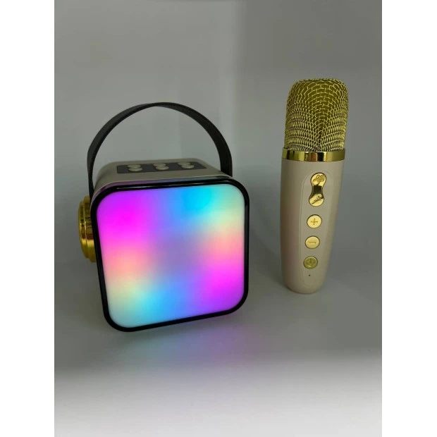 Микрофон-караоке с колонкой Bluetooth RGB (Бежевый)