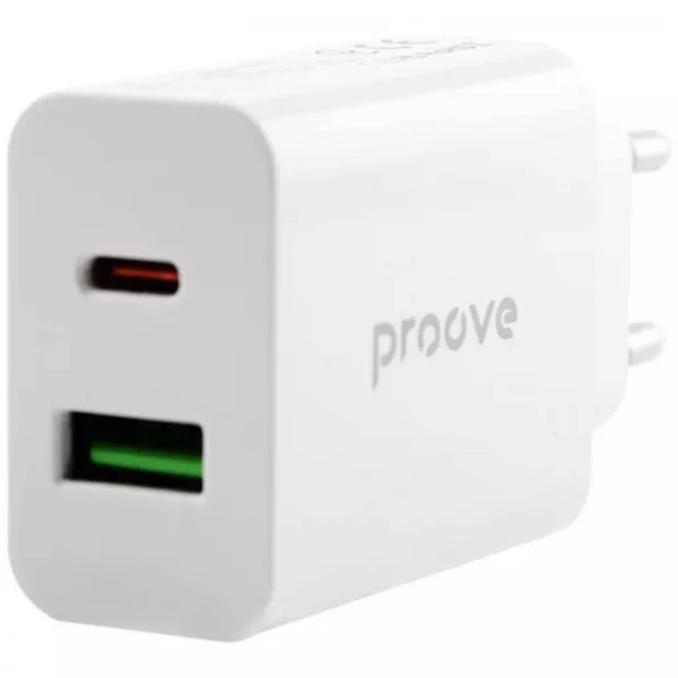Proove Rapid 20W Power Adapter (1 Type-C) + Type-C to Lightning Cable (White)