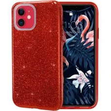 Силиконовый чехол Glitter Apple iPhone 11 (Красный)