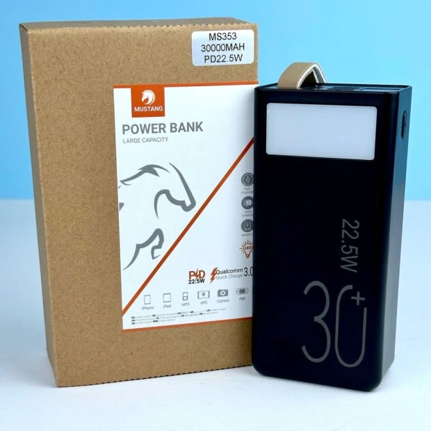 PowerBank Mustang 30000mAh PD+QC3.0 (Чорний)