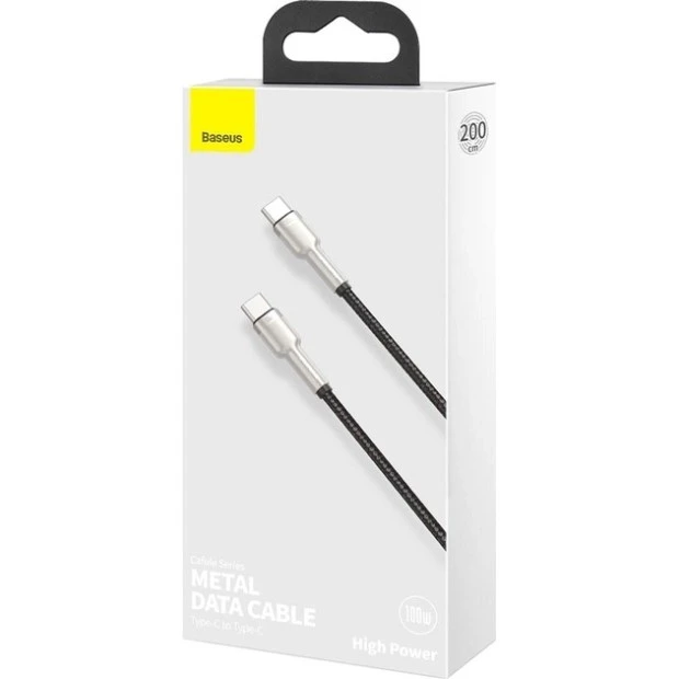 USB-кабель Baseus Cafule Metal Data 100W (2m) (Type-C на Type-C) (Чорний) CATJK-D01