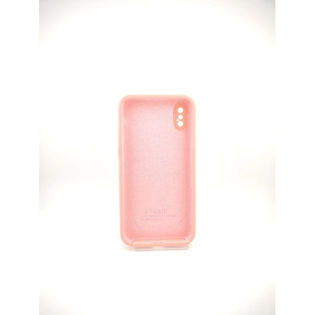 Оригінальний силіконовий квадратний чохол RoundCam для Apple iPhone X  /  XS (14) рожевий