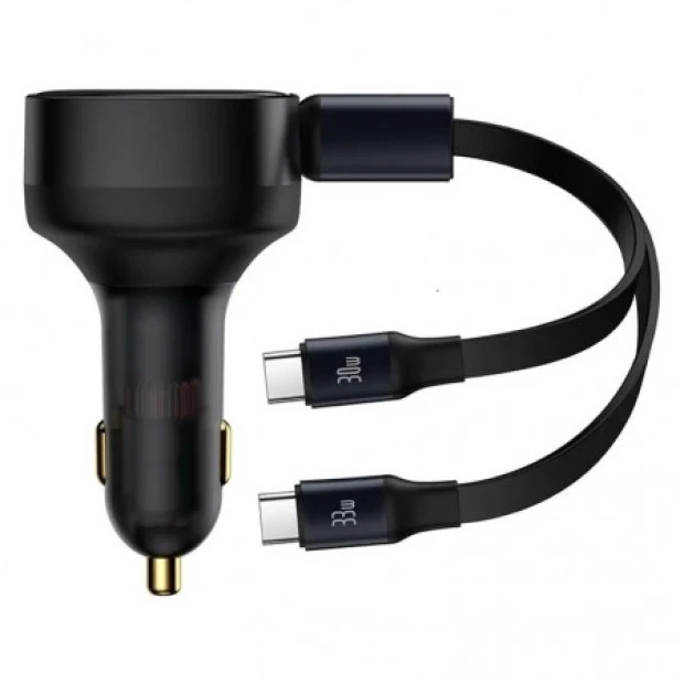 АЗУ-адаптер Baseus Enjoyment Retractable C00035500111-00 33W (2Type-C) (Black)