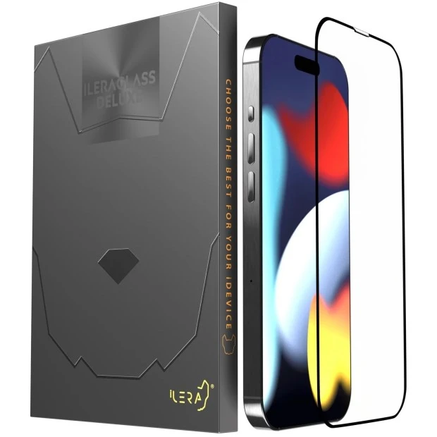 Защитное стекло iLera DeLuxe Apple iPhone 15 Pro (Black) iLFCDL15Pr