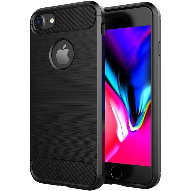 Силиконовый чехол Polished Carbon Apple iPhone 7 / 8 (черный)