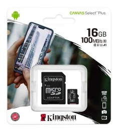 Карта памяти Kingston Canvas Select Plus MicroSDXC 16Gb (UHS-1) (Class 10) + SD-..