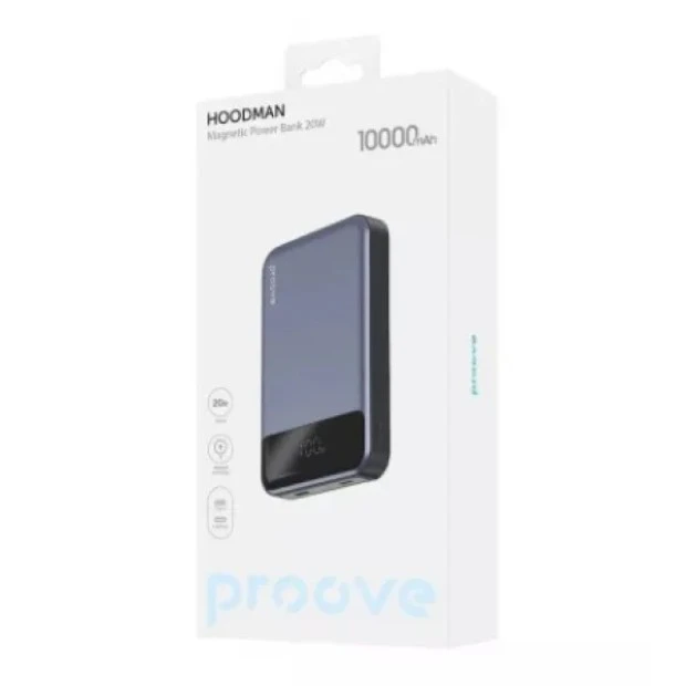 Беспроводной аккумулятор Proove Hoodman MagSafe Magnetic 10000mAh 20W (Grey)