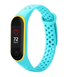 Ремешок Sport Xiaomi Mi Band 3 / Mi Band 4 (Бирюзовый с жёлтым)