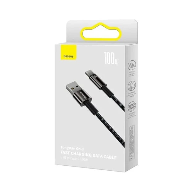 USB-кабель Baseus Tungsten Gold 100W (2m) (Type-C) (Чорний) CAWJ000101