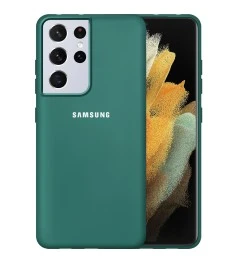 Силикон Original 360 Case Logo Samsung Galaxy S21 Ultra (Тёмно-зелёный)
